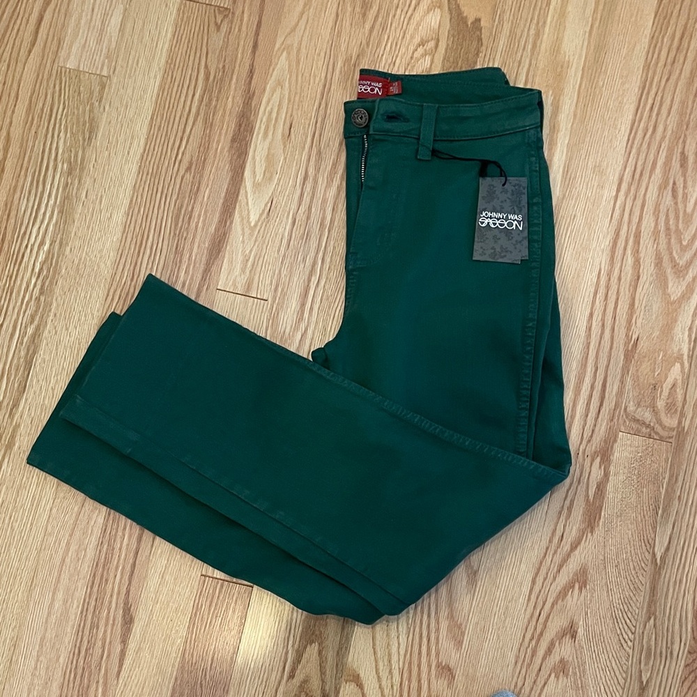 NWT Johnny Was Sasson Sancere Straight Leg Green Jean